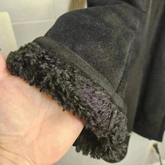 Talbots Woman Faux Suede Sherpa Lined Black Long Coat Sz 18 EUC Winter - Picture 4 of 15